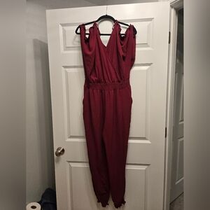 Burgundy Sleeveless Jumpsuit- Resort Wear